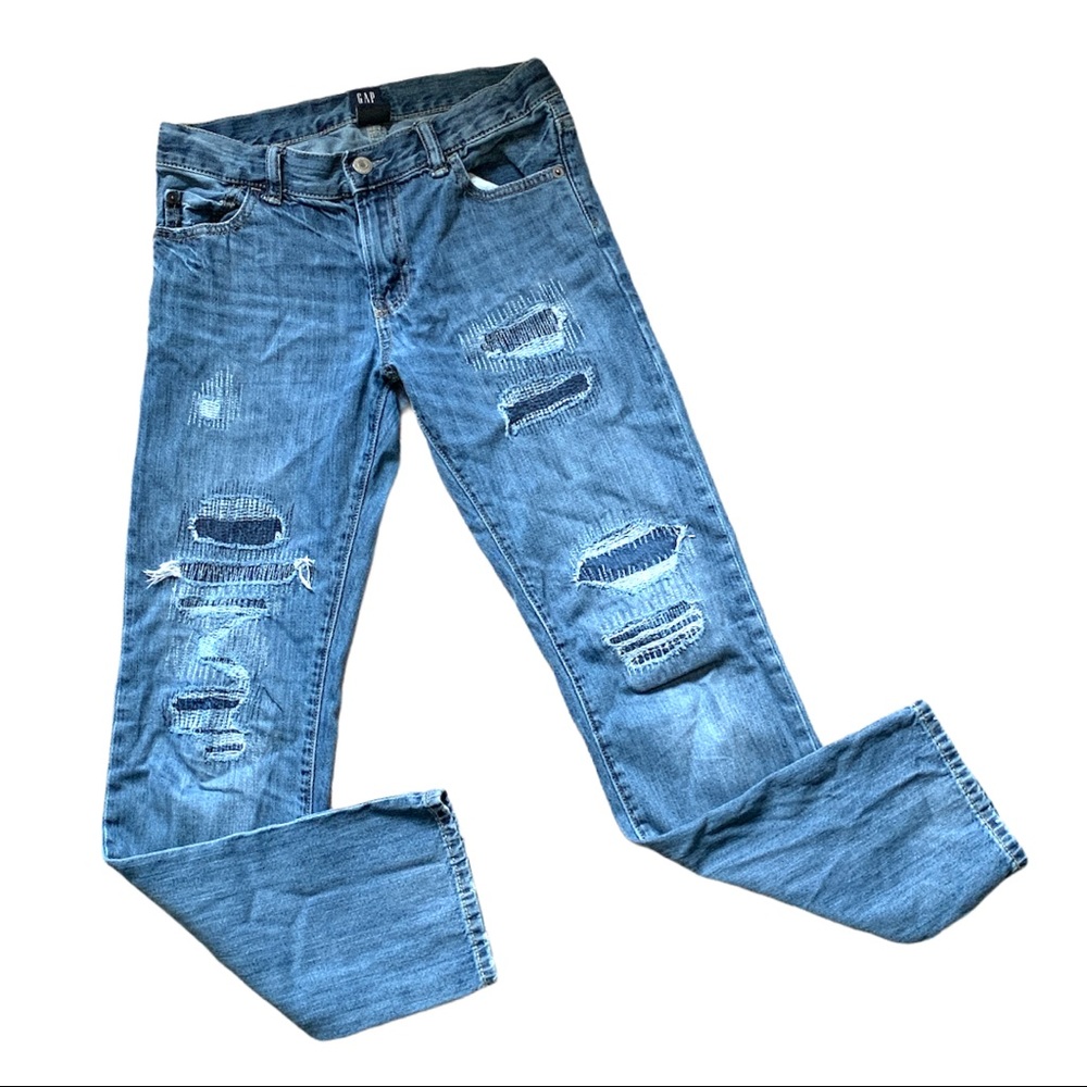 5/$25 GAP Denim Jr. Distressed Boyfriend Straight Jeans